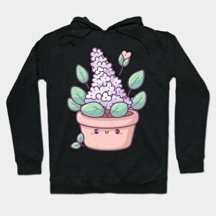 Cute Purple Hyacinth in a Pot | Kawaii House Plant Design for Plant Lovers Hoodie